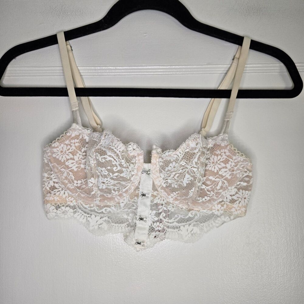 Victoria’s Secret Dream Angels Lace Demi Bra 32B Cream Underwire Y2K